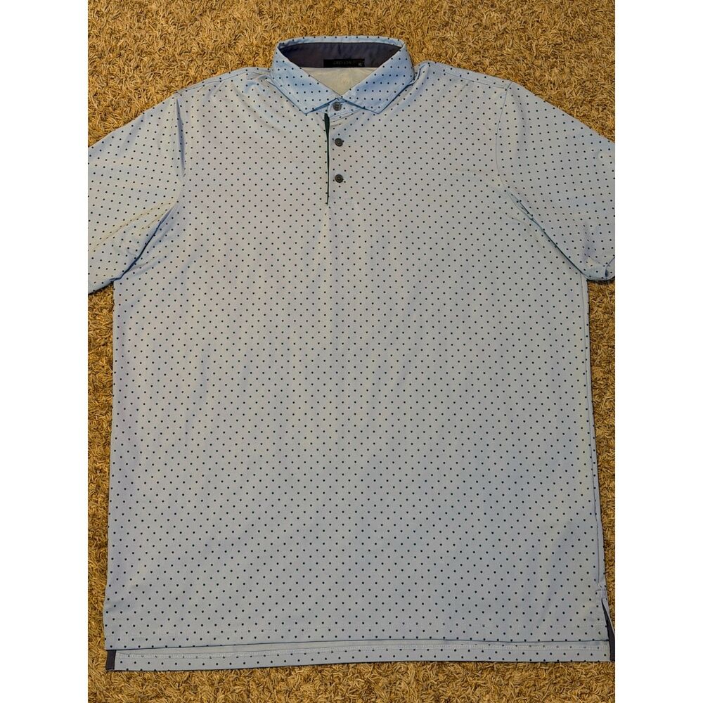Greyson Men's Golf Polo Performance Stretch Blue Small Green Wolf Head Size XL